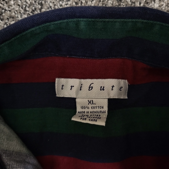 Tribute Button Down Striped Shirt Size XL - Picture 7 of 8